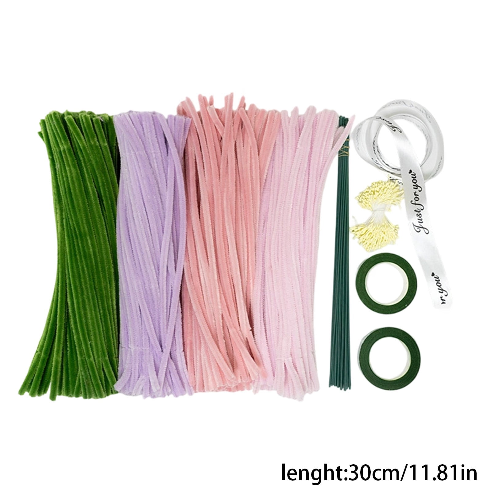 11. Inch 4 Colors Pipe Cleaners for Crafts DIY Flowers Kits Tulip Lily Rose Sunflower Thick Fluffy Pipe Cleaners Craft Supplies Adult Handmade Art Craft Decoration