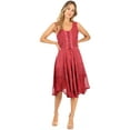 thumbnail image 5 of Sakkas Magdilena Stonewashed Corset Front Embroidered Dress - Fuchsia - L/XL, 5 of 5