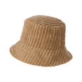 thumbnail image 2 of Tnobhg Women Fisherman Hat Striped Solid Color Wide Brim Thick Warm Windproof Sunscreen Foldable Flat Top Casual Lady Fall Winter Outdoor Bucket Hat Cap, 2 of 8