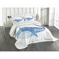 thumbnail image 3 of Ambesonne King Quilted Bedspread Set 3 Pcs, Watercolor Abstract Words, King Size, Blue and Purple, 3 of 5