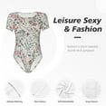 thumbnail image 6 of Haiem Fairy Floral Women's Crew Neck Short Sleeve Bodysuit Tops Stretchy Slim Basic-X-Large, 6 of 9