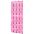 thumbnail image 1 of duomi-28 Pockets Hanging Shoe Organizer, Over the Door Shoe Organizer, Hanging Door Shoe Holder Rack with Mesh Pockets Large Size 65 x 23 Inch (Pink-1Pack), 1 of 4