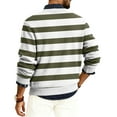 thumbnail image 4 of Wutalume Men's Round Neck Ribbed Knit Pullover, Long Sleeve Striped Print Sweater, Comfortable Stretch Top for Casual Layering and Everyday Wear,Green 3XL, 4 of 6