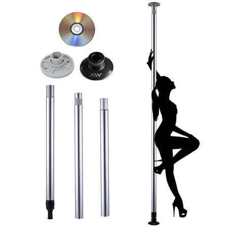 AW® 50mm Portable Dance Pole Full Kit Package Exercise Club Party Weight Loss Fitness w/ Bag Pink/Purple/Silver (Best Dance Pole For Apartment)