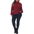 thumbnail image 2 of Agnes Orinda Women's Plus Size Halloween Outfits Sweater Cable Knit Turtle Neck Long Sleeve Ribbed Cuff Fall Winter Chunky Pullover Sweaters 3X Burgundy, 2 of 6