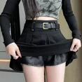 thumbnail image 4 of Elegante minivestido negro para mujer, falda de lana adelgazante de cintura alta, marrón, control de abdomen, longitud media, moda esencial, 4 of 4