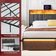 thumbnail image 7 of ARICOEASY California King Bed Frames with Fabric Upholstered LED Hidden Storage Headboard Dustproof Drawers No Box Spring Needed, Dark Grey, 7 of 7