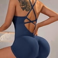 thumbnail image 4 of High Waist Yoga Jumpsuit Breathable Workout Bodysuit Shorts Adjustable Shoulder Strap For Women Gym Fitness Running Sky blue L, 4 of 4