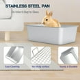 thumbnail image 5 of Large Stainless Steel Rabbit Litter Box,Bunny Litter Pan with Widened Grid,Toilet Tray,High Back Wall,Deep Waste Storage (Large), 5 of 9