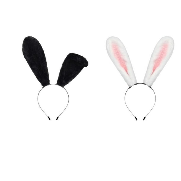 2 Pieces Bunny Ears Headband Hair Accessories Ear Hair Hoop For Party Decoration Anime Cosplay Halloween Hair Styling Costume Easter Blanco negro Salvador sombreros de cosplay