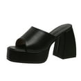 thumbnail image 2 of Sandalias de plataforma para mujer Sexy Square Peep Toe Slip On Chunky High Heel Sandals Date Dress Pumps Wmkox8yii  ytu5607, 2 of 8