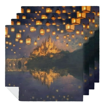 

FUMJ Lanterns Reflection Cloth Napkins Polyester Fabric for Farmhouse Party Dining Table Decor Events Kitchen Reusable Machine Washable Pack of 4 4 PCS