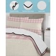 thumbnail image 3 of Quilt King Size Bedding Set, Retro Pink Reversible Summer Quilt 3 Pieces, Farmhouse Buffalo Plaid Vintage Beige Lightweight Bedspreads Coverlets with 2 Pillow Shams for All Seasons, 3 of 5
