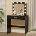 thumbnail image 6 of Reettic Makeup Vanity Table with Lighted Mirror, Vanity Desk with Drawers, Bedroom Dressing Table,9 LED Blubs & Adjustable Brightness, for Women, Mother, Girls, Black RSZT102B, 6 of 7