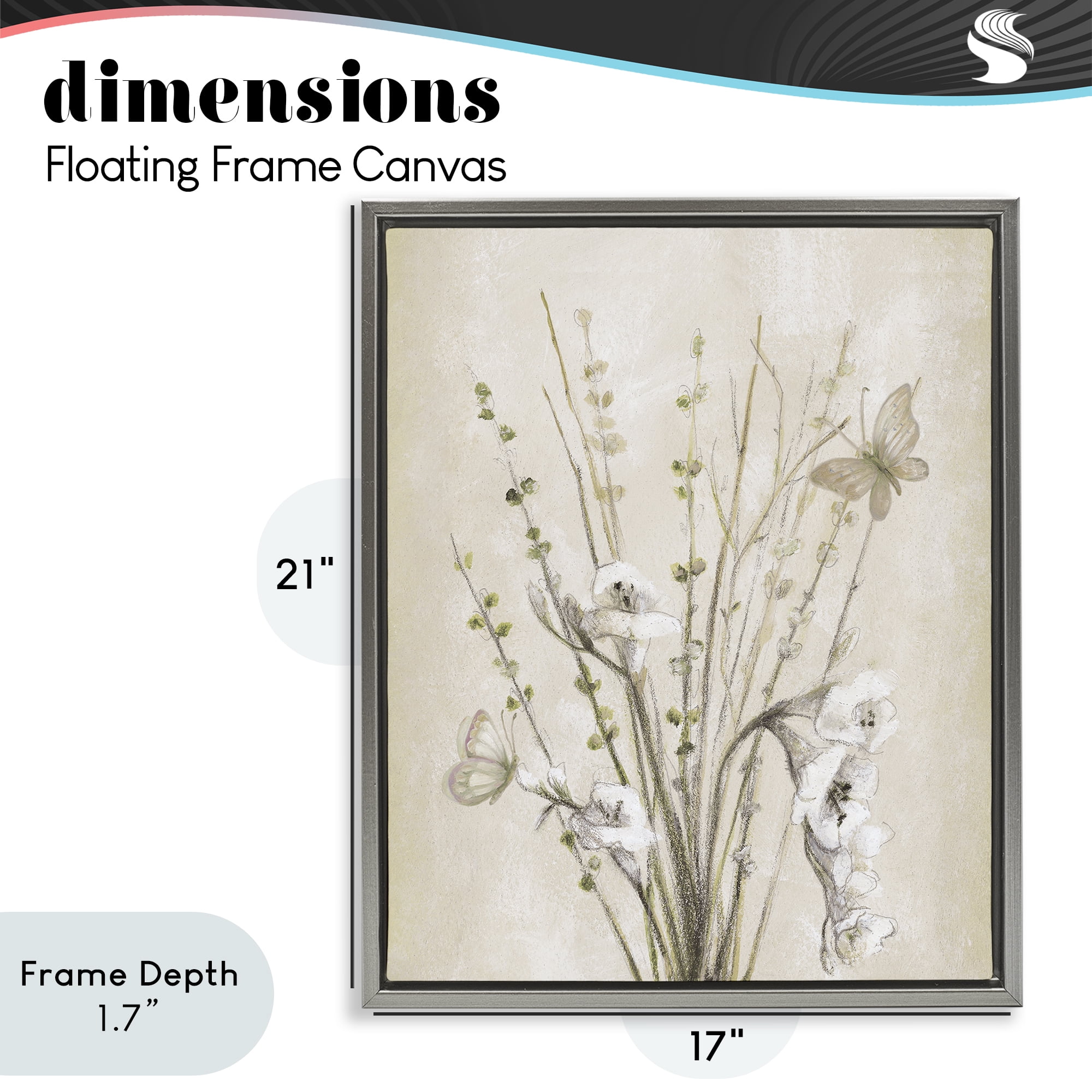 Stupell Industries Fresia & Date Branch Gray Framed Floater Canvas Wall Art, design by Lanie Loreth