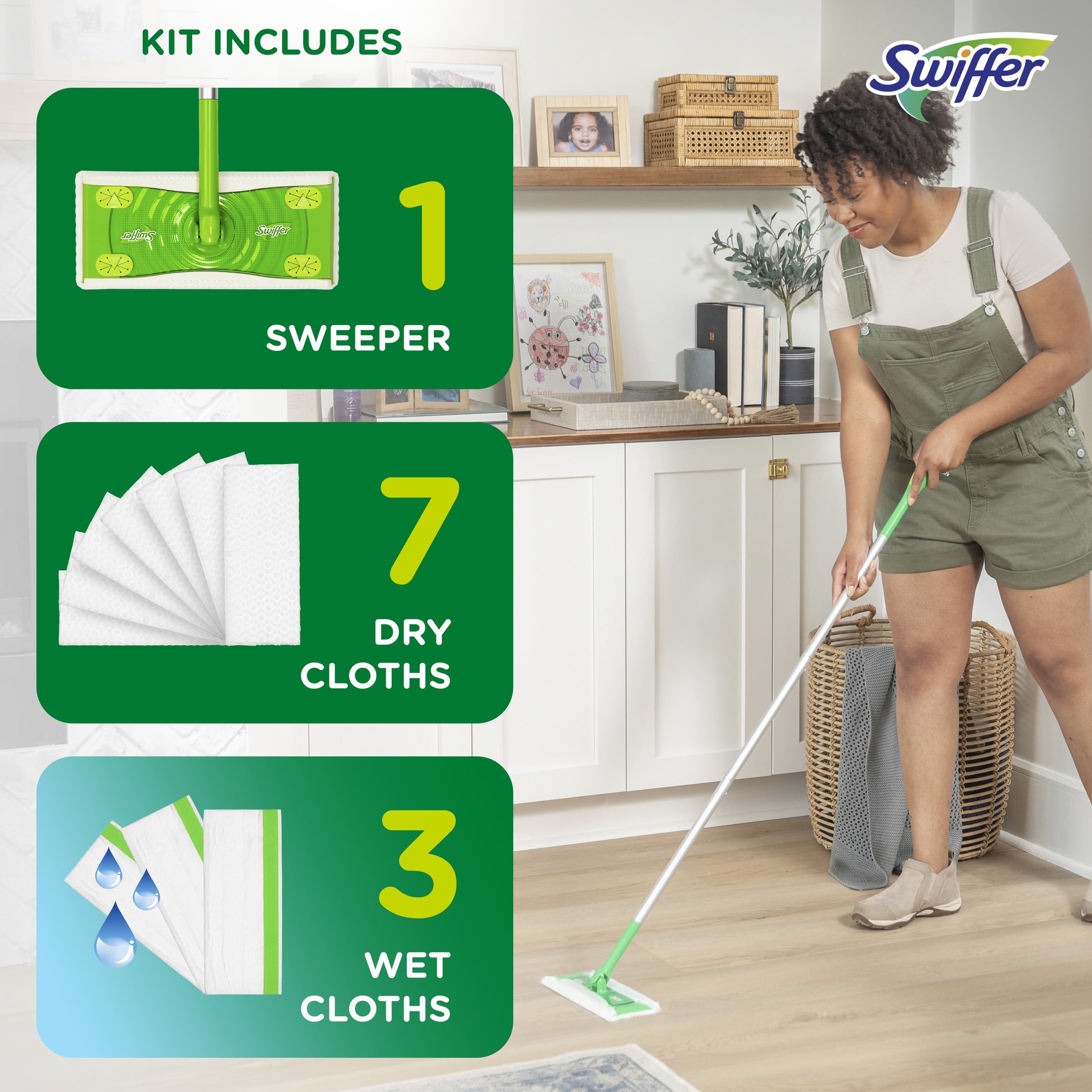 Swiffer Sweep + Mop, Broom & Mop Alternative, Dry & Wet Floor Cleaner, Fresh Scent, Cleaning Set