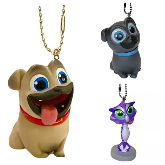 Puppy Pals Rolly Bingo & Hissy 2” Keychain Dangler PVC Figure Charm Ornament New