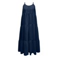 thumbnail image 5 of EliteGoogv Womens Maxi Dresses U Neck Sleeveless Backless Dresses For Women Pleated Side Pocket Summer Dresses Beach Vacation Wedding Guest Dresses Navy, 5 of 5