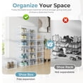 thumbnail image 6 of EDX 15-Pack Stackable Clear Shoe Box Organizer, Plastic Storage Bins for Closet Hallway & Bedroom, Ventilated & Stackable Shoe Storage Container Set Holds Shoes up to US Size 11, White, 6 of 7