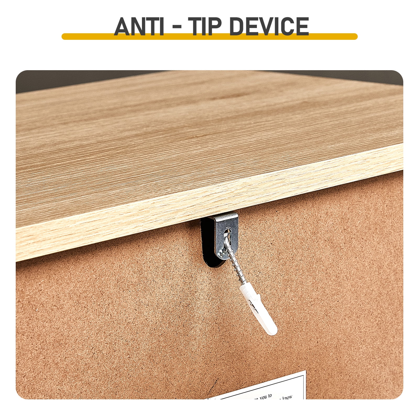 4-Drawer Storage Cabinet Color-Block Drawer Dresser 23.62*14.96*30.71in Wood-Tone Cabinet Body + White Drawer Fronts