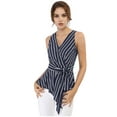 thumbnail image 1 of INSPIRE CHIC Hauts d'Été pour Femmes Sans Manches à Encolure en V Portefeuille à Taille Nouée, 1 of 6