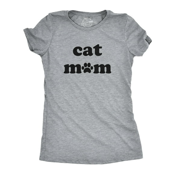 Womens Cat Mom Tshirt Funny Pet Animal Lover Kitty Novelty Tee (Light Heather Grey) - XL