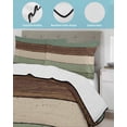 thumbnail image 4 of Green Brown Twin Size Down Alternative Comforter, Lightweight Comforter Quilt Bedding Set with Pillow Shams Country Wood Grain Abstract Stripe All Seasons Bed Comforter Duvet Insert 68"x86", 4 of 7