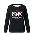 thumbnail image 4 of Jinhomg Pink Breast Cancer T Shirts for Women Inspirational Letter Print Cancer Awareness Tops Comfy Long Sleeve Drop Shoulder Pullovers Fall Casual Crew Neck Holiday Tees Spring Saving Sale Black XL, 4 of 5