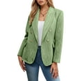 thumbnail image 4 of Casual Tweed Blazers for Women 2025 Long Sleeve Double Notch Lapel Collar Business Casual Work Office Jacket, 4 of 5