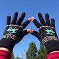 thumbnail image 4 of Oggfader Women's Winter Knitted Gloves - Touchscreen Full Finger, Warm Brushed Interior, Christmas Reindeer Pattern, Long Cuff for Outdoor Use, 4 of 4