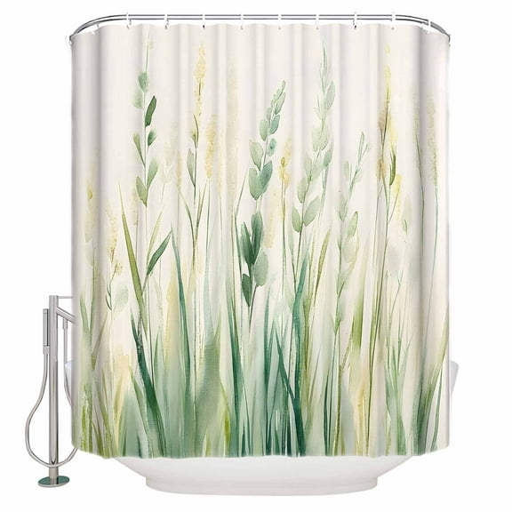 72x78 Inch Shower Curtain Botanical Green Leaf Bathroom Decor Waterproof Fabric Bathtub Bath Curtains Decorative Spring Watercolor Country Plant Extra Long Shower Curtain Set with Hooks