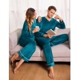 thumbnail image 3 of Ekouaer Couples Matching Pajamas Sets Velvet PJs Set for Men and Women Velour Long Sleeve Sleepwear, 3 of 5