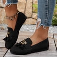 thumbnail image 4 of Rokment Women's Tassel Ballet Flat Dress Shoes Fringed Suede Wedges Low Heel Slip on Penny Loafers Comfortable Casual Walking Fashion Boho Beach Spring Fall 2026 Ladies Footwear Black Size 6, 4 of 7