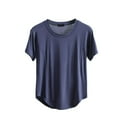 thumbnail image 2 of SDNall Blouse Femme Unie Décontractée Mode Col Rond Régulière Sans Manches Vêtements de Nuit Hauts, 2 of 9