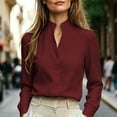 thumbnail image 3 of Lenpel Womens Long Sleeve Tops Business Casual Work Blouses Stand Collared Shirts Lightweight Fall Clothes, 3 of 7