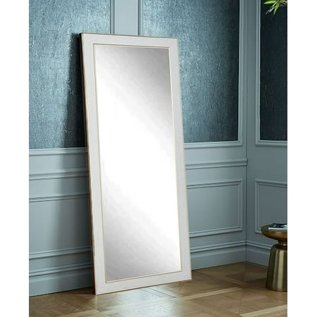 Victorian Stand - American Custom Made Aged White Victorian 32 x 71 Floor Mirror