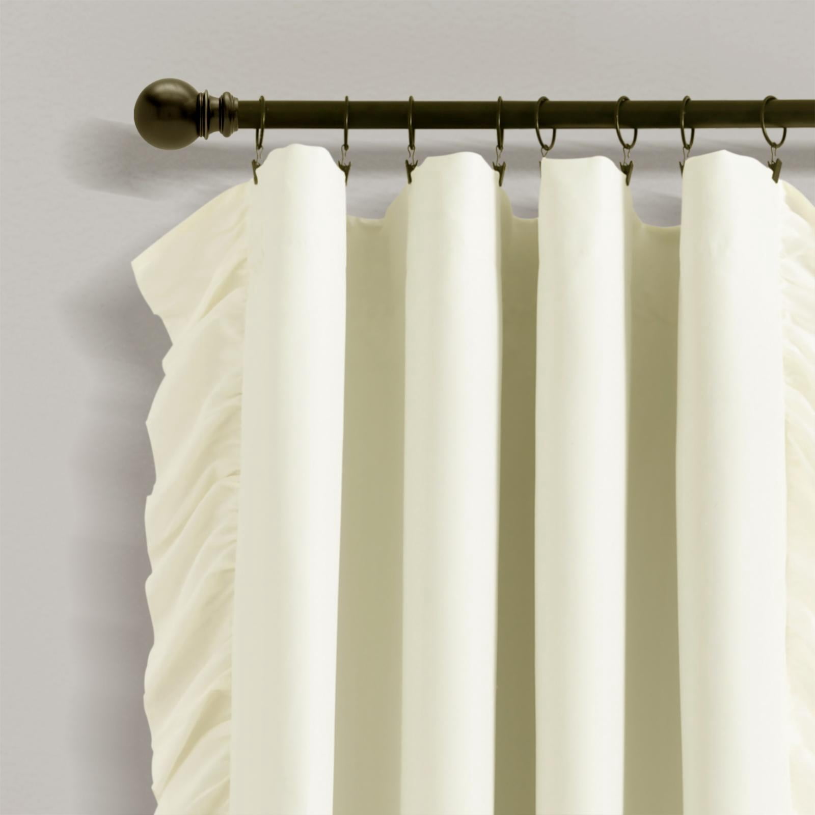 Lush Decor Reyna 100% Microfiber Lined Blackout Ruffled Rod Pocket Window Curtain Panel White Single 54X84