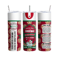 Red Christmas Cheer Tumbler, Festive North Pole Design, Spray Can Style Cup, Perfect For Holiday Celebrations