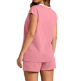 thumbnail image 6 of Fantaslook Color Block Two Piece Outfits for Women Lounge Sets Cap Sleeve Tops and Shorts Set Sweatsuits with Pockets, 6 of 8
