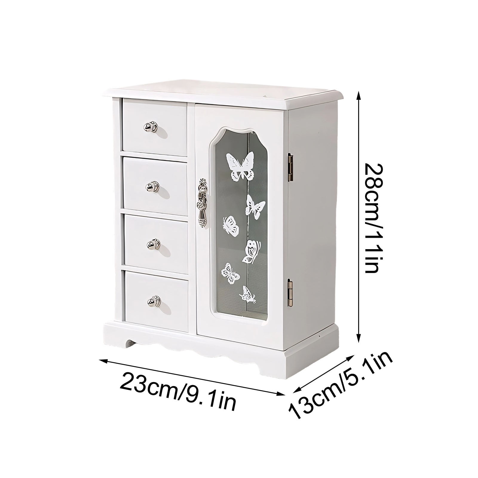Kumdkd Kendal Wooden Jewelry Box for Women with Mirror - Solid Wood Jewelry Organizer with Rotating Necklace Hooks, 2 Drawers, Ring Slots, Gift for Her, Birthday, Christmas, Mother's Day, Anniversary