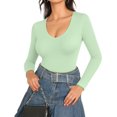 thumbnail image 2 of ORUYROP Combinaison à Manches Courtes à Manches Longues Deep V Neck pour Vêtements pour Femmes, 2 of 5