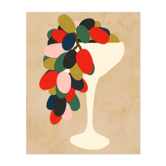 Grape Array - India Digital Art Modern Art Abstract Fruit Geometric Mid-Century Modern Pop Art Minimalist Unframed Wall Art Print 8 x 10 inches