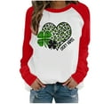 thumbnail image 2 of Azrian Shirt Fashion Women's Spring Patchwork St. Patrick's Day Printed Long Sleeves Round Neck Casual Tee Tops, 2 of 4