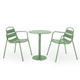 thumbnail image 5 of Tcbosik 3-Piece Bistro Set, 24.2" Round Table and 2 Armchairs, Metal Patio Set for Balcony, Backyard, Garden, Deck, Dark Green, 5 of 9