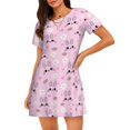thumbnail image 1 of Easygdp Rabbit Face Camisón de manga corta para mujer, informal, estampado, 1 of 6