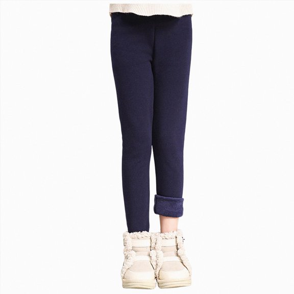 WUANDIXFA Wide Leg Pants Girls 3-14 Years Girls Bottoming Padded Thickened Pants Casual Pants Fall Winter Baby Girl Pants,Navy,11-12 Years