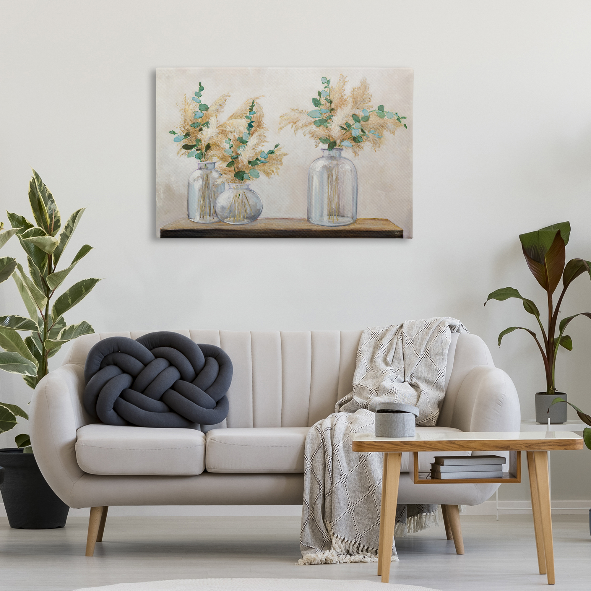 Stupell Industries Pampas & Eucalyptus Botanical & Floral Painting Gallery Wrapped Canvas Art Print Wall Art, 36 x 24