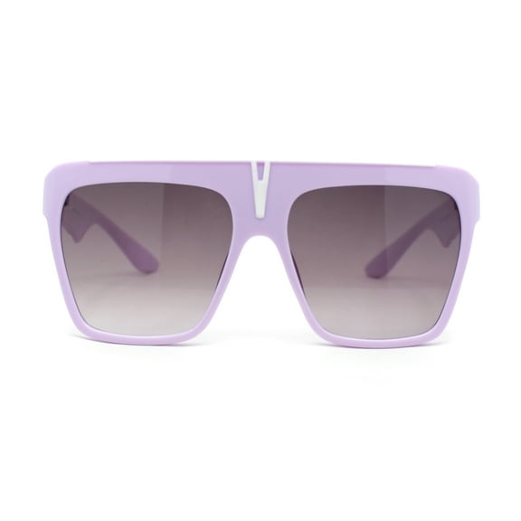 Flat Top Oversized Rectangular Plastic Retro Racer Fashion Sunglasses Lavender - Purple