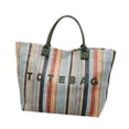 thumbnail image 2 of Bolso tote ligero con estampado de letras a rayas, ideal para vacaciones, ciudad, verano y negocios. Verde, 2 of 9