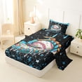 thumbnail image 2 of Castle Fairy Sport Baseball Twin Sheets 3pcs, Candy Glove Stars Pattern Bedding, Black Blue,1 Fitted Sheet, 1 Flat Sheet and 1 Pillowcase, 2 of 6